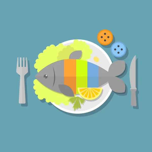 Ilustração dos alimentos para peixes — Vetor de Stock