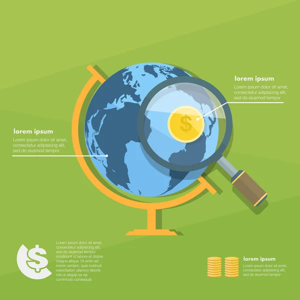 Geld-Globus-Infografik — Stockvektor