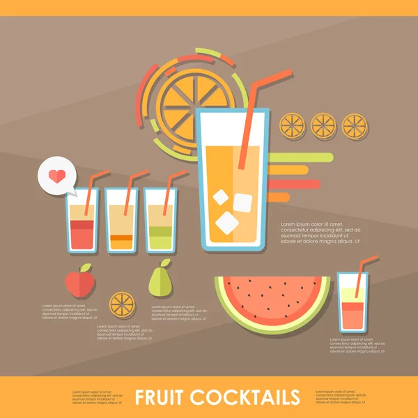 Fruit cocktails illustration — Stock Vector