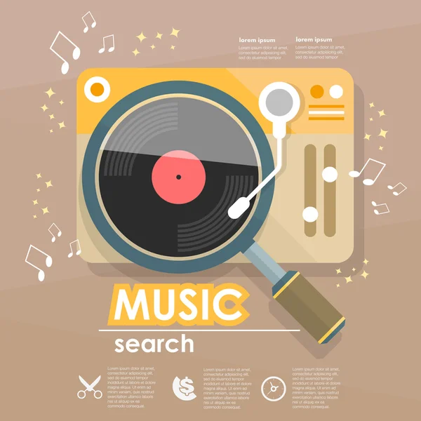 Búsqueda de música infografía — Vector de stock