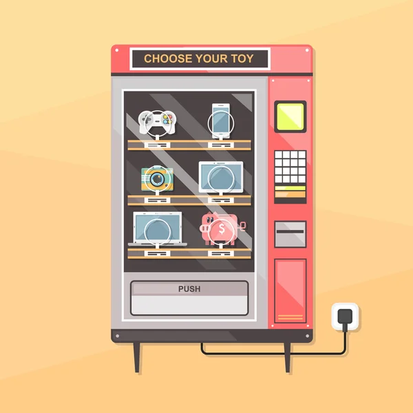 Máquina de venda automática com gadgets . — Vetor de Stock