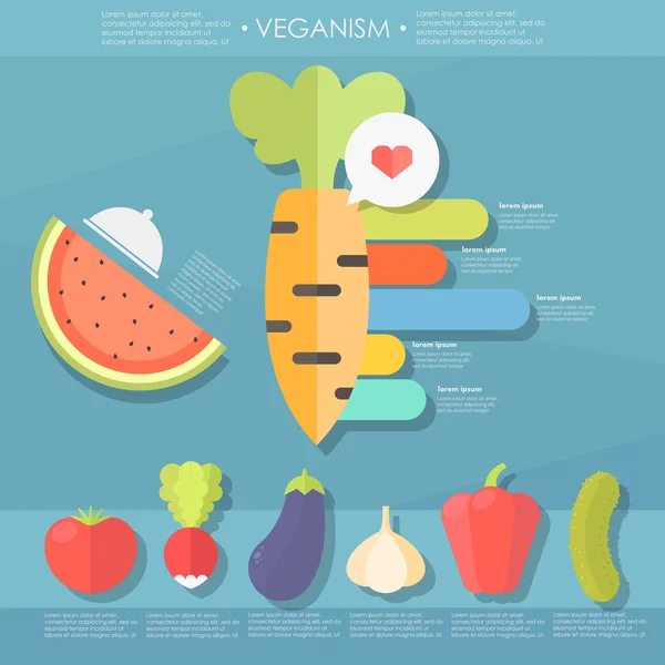 Illustration des aliments végétaliens — Image vectorielle