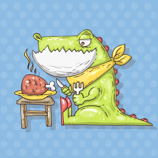 Dinosaur eat breakfast Stock Illustration