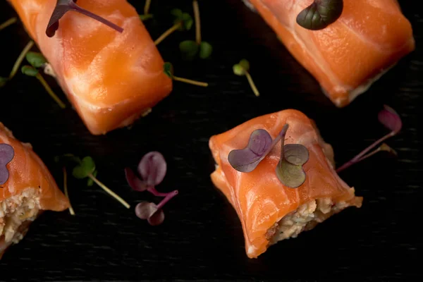 Tasty Stuffed Salmon Background Close Stock Image