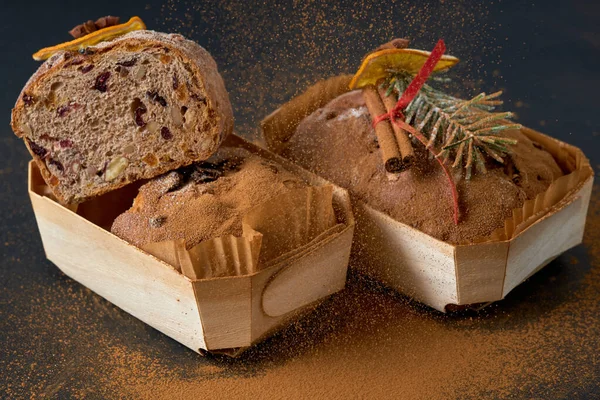 Weihnachtsbrot Hintergrund Nahaufnahme lizenzfreie Stockfotos