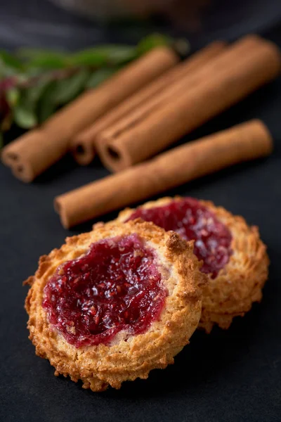 Gekookte Havermoutkoekjes Achtergrond Close Stockfoto