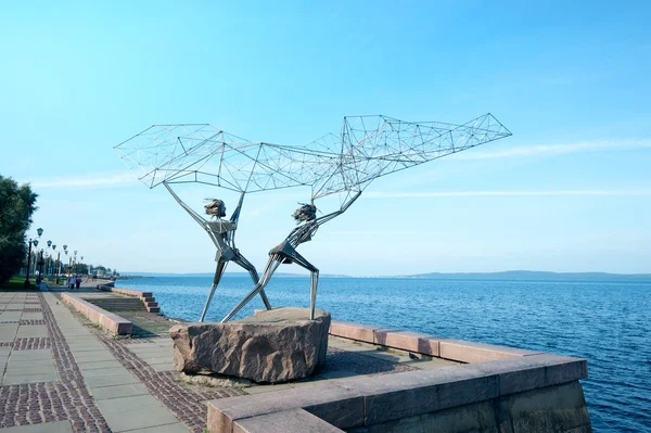 Scultura "I pescatori" a Petrozavodsk — Foto Stock