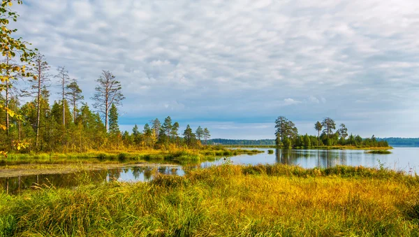 Herfstlandschap met rivier — Stockfoto