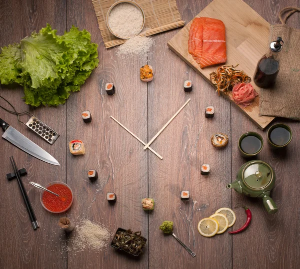 Sushi time in the form of a wall clock