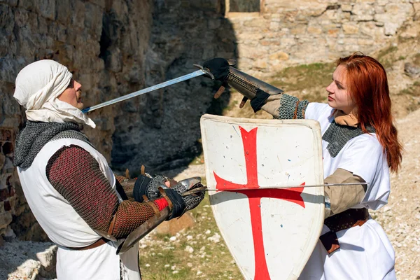Batalha dos antigos cavaleiros — Fotografia de Stock