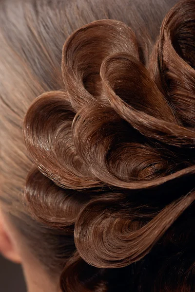 Beautiful hairstyle of brown hair — Stock Photo, Image