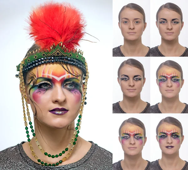 Žena s jasně kreativní make-up — Stock fotografie