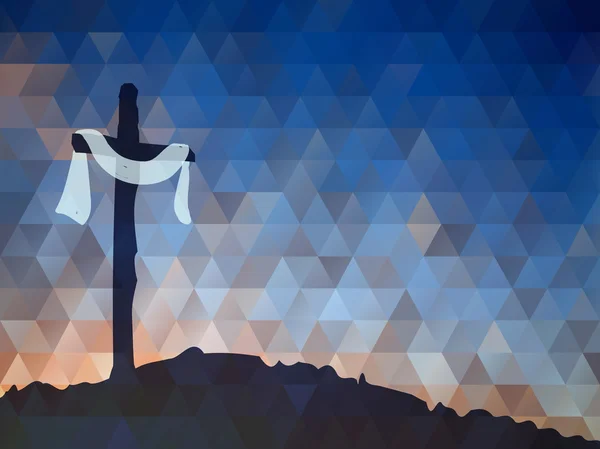 Easter scene with cross. Jesus Christ. Watercolor vector illustr — Wektor stockowy