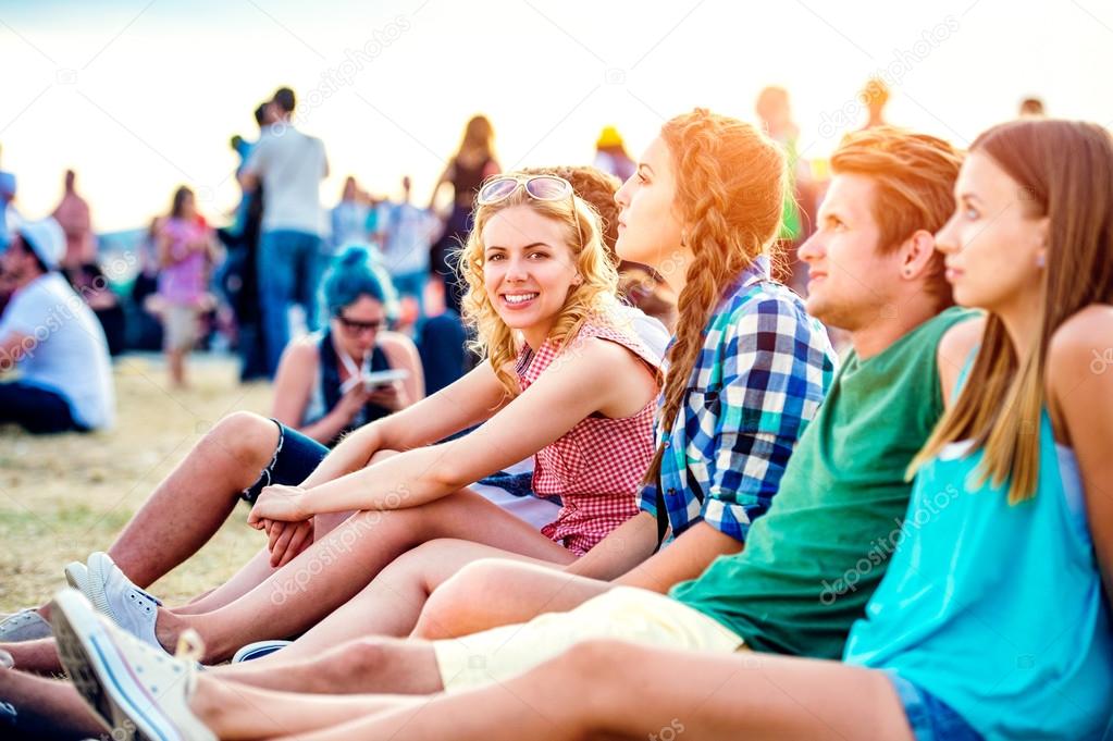 Teenagers at summer music festival