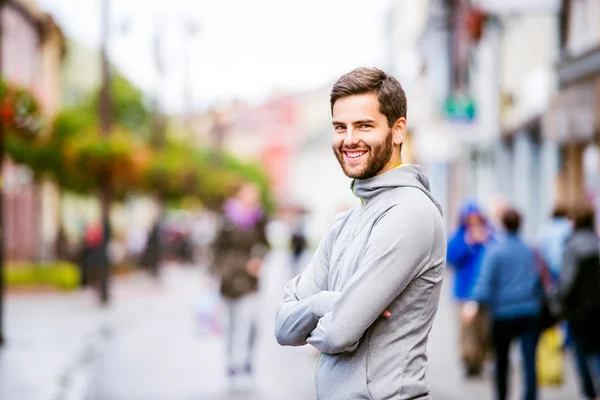 Young hipster man runner in town — Stock Photo, Image