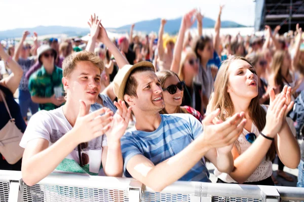 Teenagers at summer music festival having good time — Stock Photo, Image