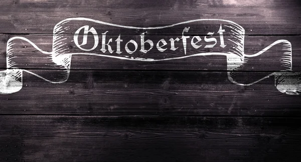 Oktoberfest chalk sign on textured wooden board, copy space — Stock Photo, Image