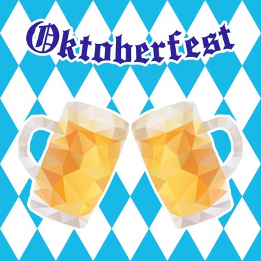Bira iki kupa ile Oktoberfest vektör illüstrasyon