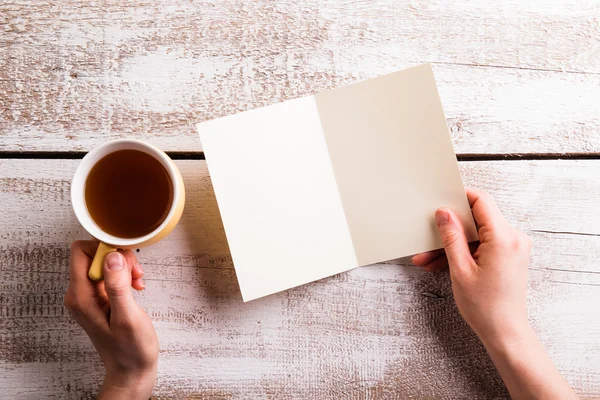 Woman holding empty paper. — Stock Photo, Image