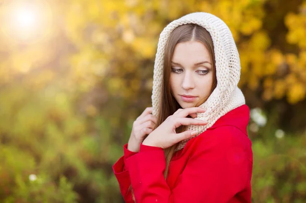 Ragazza con sciarpa in autunno — Foto Stock