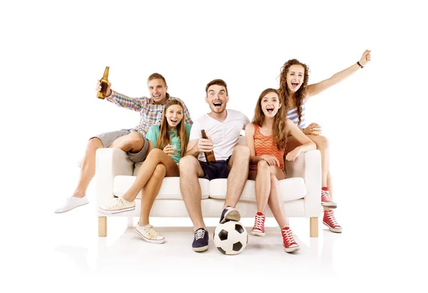 Happy people watching football — Stock Photo, Image