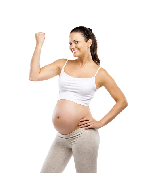 Zwangere vrouw klaar voor de uitoefening van — Stockfoto