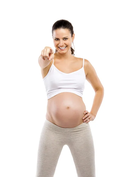 Pregnant woman pointing — Stock Photo, Image