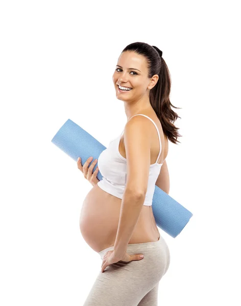 Těhotná žena připraveni pro výkon — Stock fotografie