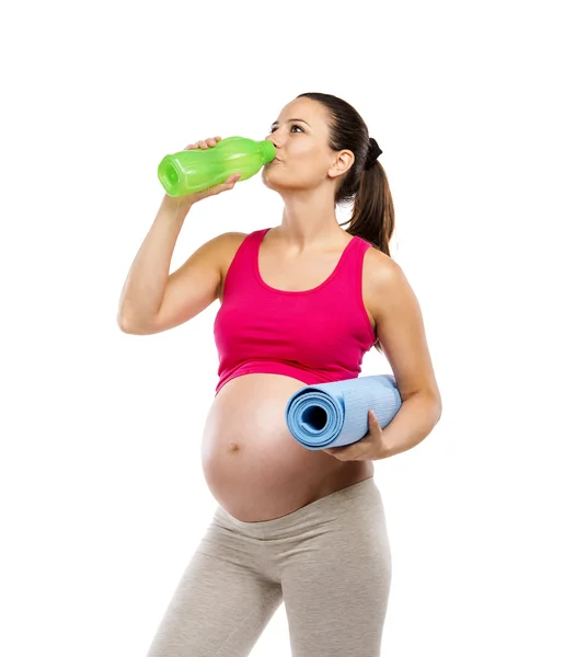 Pregnant woman drinking water — Stock Photo, Image