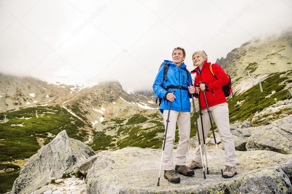 Hikers couple during the walk
