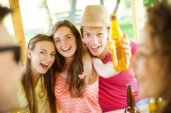 Friends having fun in pub — Stock Photo, Image