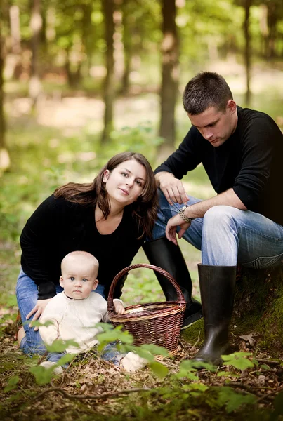 Família passar tempo juntos na floresta. — Fotografia de Stock