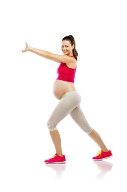 Egzersiz yapan hamile kadın