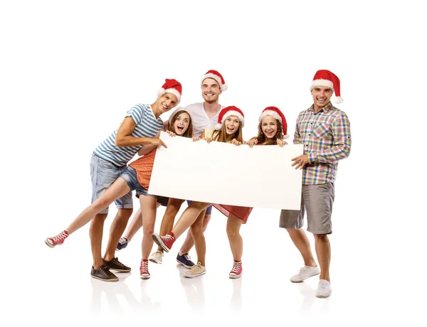 People in santa hats with copy space — Stock Fotó
