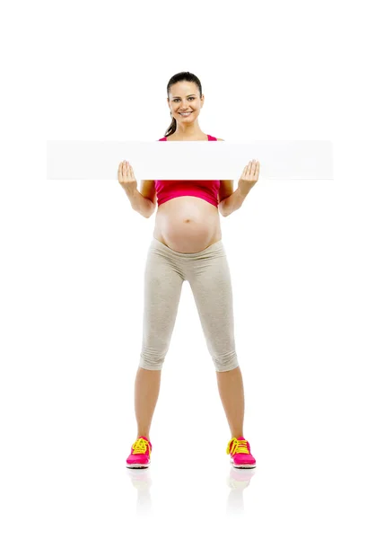 Fitness pregnant woman with copy space — Stock Photo, Image