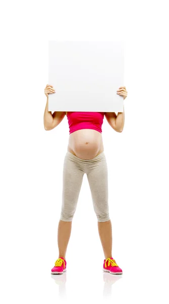 Fitness pregnant woman with copy space — Stock Photo, Image