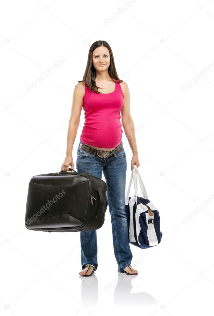 Pregnant woman ready to travel