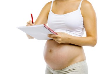 hamile kadın Not Defteri'nde yazma