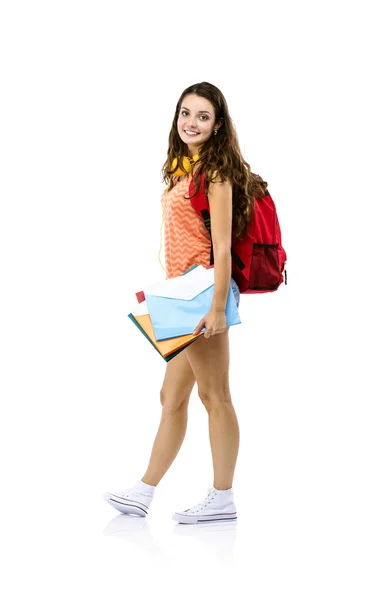 Studente ragazza tenendo quaderni — Foto Stock