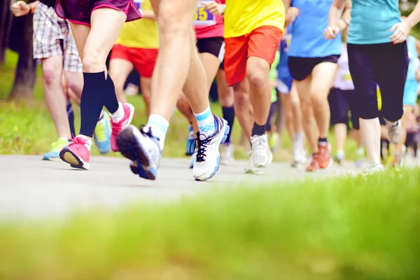 Group of marathon racers running