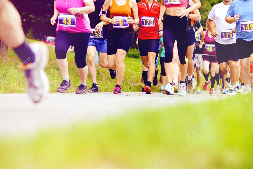 Group of marathon racers running