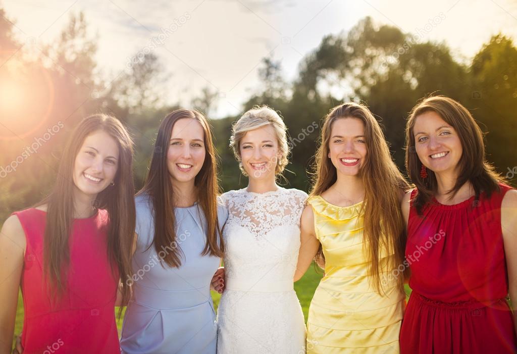 Bride with her female friends