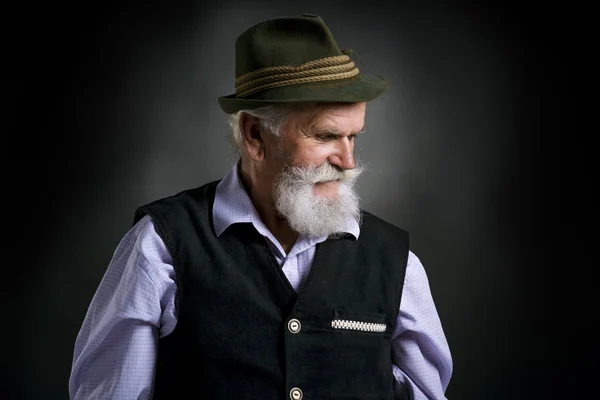 Pensioner with beard and moustache — Stock Photo, Image