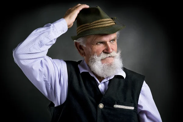 Rentner mit Bart und Schnurrbart — Stockfoto