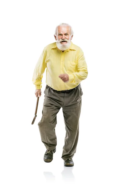 Old man walking with cane — Stock Photo, Image