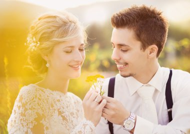 Evlilik çift romantik anları zevk