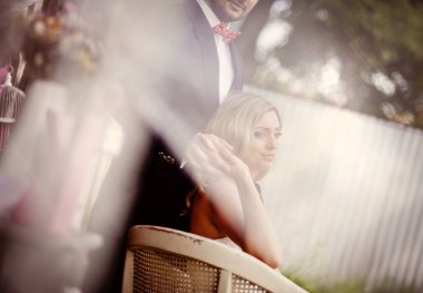 Gelin ve damat, vintage tarzı düğün