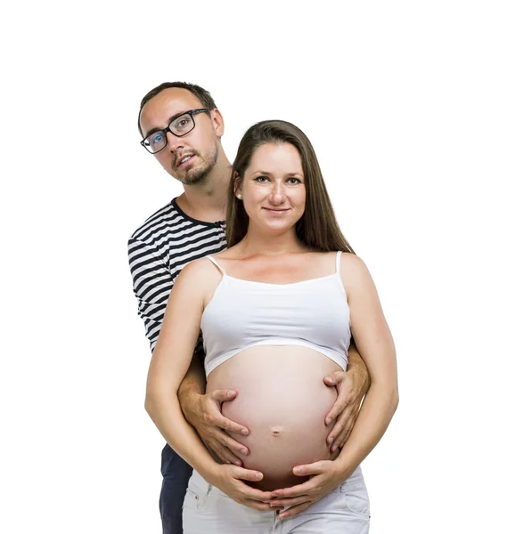 怀孕对年轻夫妇 — 图库照片