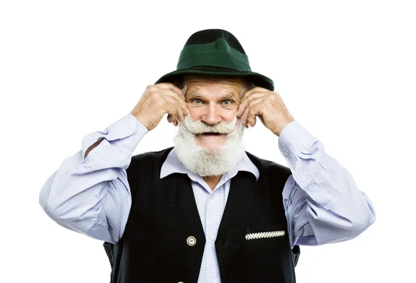 Old bavarian man in traditional felt hat — Stock Photo, Image