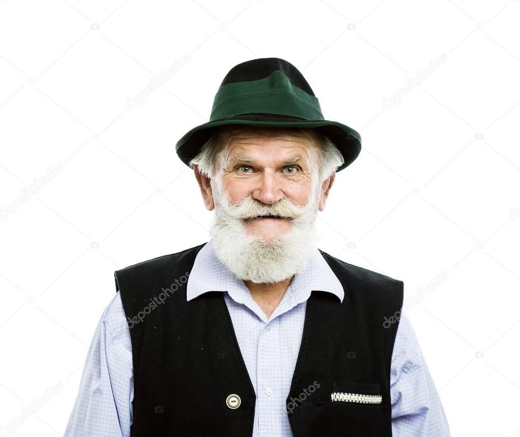 Bearded bavarian man in traditional hat